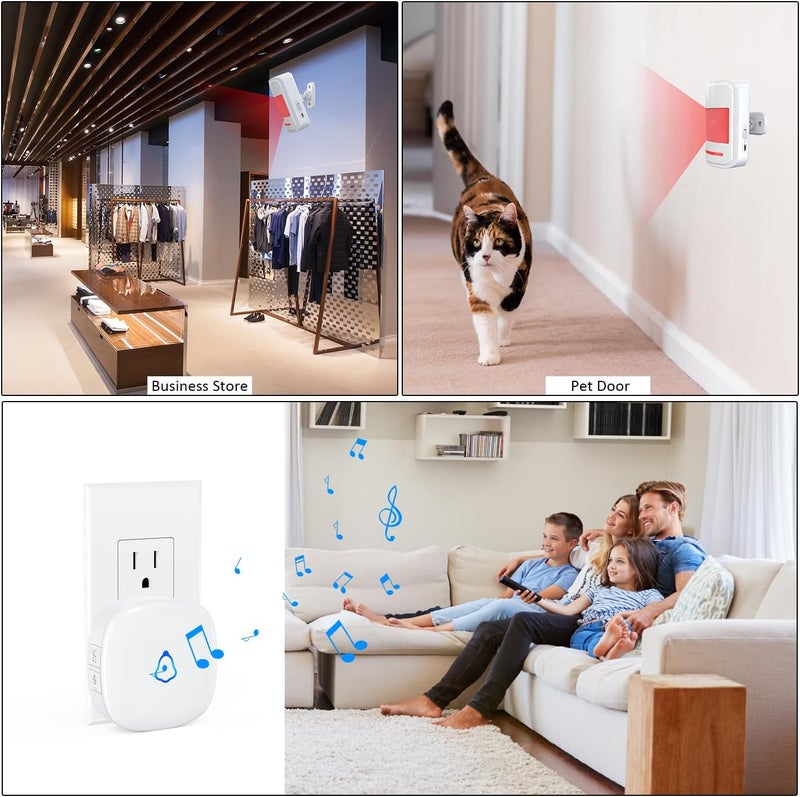 METAK Motion Sensor Door Chime, Wireless Motion Detector Alarm Indoor for Business When Entering/Home Doorway/Store Entrance/Garage Security, Pet/Elderly/Dementia Monitoring Buzzer,PIR Door Entry Bell - Image 5